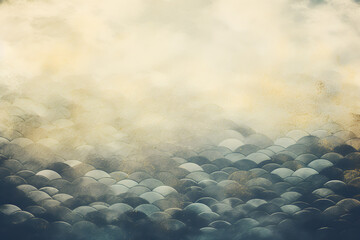 blue and white color gradient background. abstract misty landscape at golden hour with waves, clouds, mountains as texture silhouette - generative ai