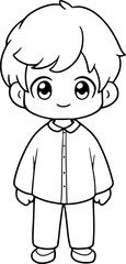 Obraz na płótnie Canvas Boy vector illustration. Black and white outline Boy coloring book or page for children