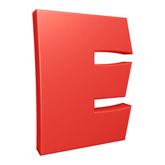 Red alphabet letter e in 3d rendering for education, text concept