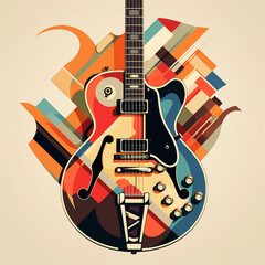 illustration of a guitar in retro style