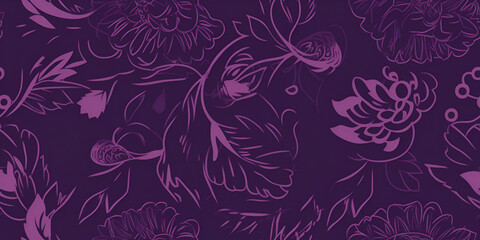 Floral pattern. Seamless pattern with decorative flowers and plants. AI generated