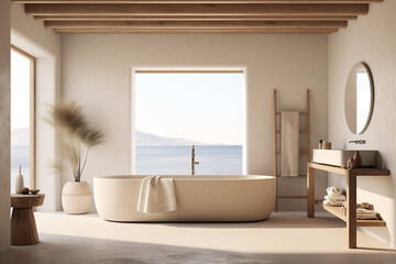 mediterranean bathroom, modern design, generative ai