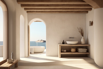 mediterranean bathroom, modern design, generative ai