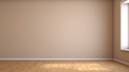 simple minimalist frame on wall, beige colour tone copy space generative ai