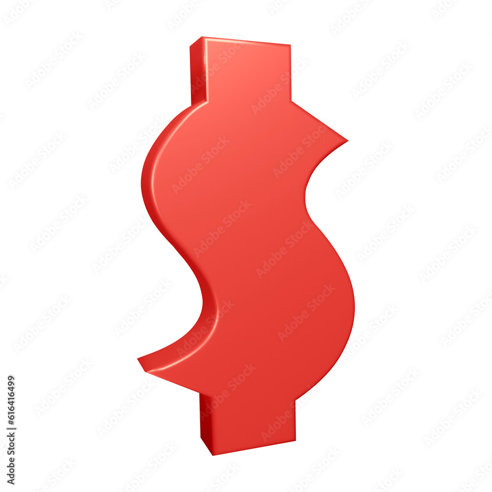 Poster red dollar symbol or icon design in 3d rendering