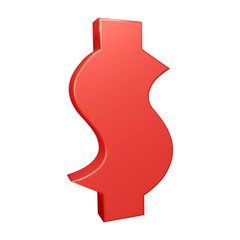 Red dollar symbol or icon design in 3d rendering