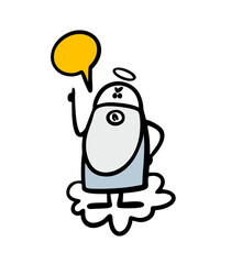 God with a halo and beard stands on a cloud and tells the commandments from the Bible. Religious vector illustration.