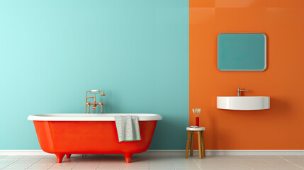 Fototapeta na wymiar Wall mockup in Bathroom, Mockups Design 3D, HD