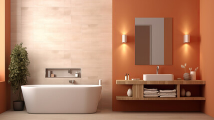 Obraz na płótnie Canvas Wall mockup in Bathroom, Mockups Design 3D, HD