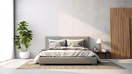 Wall mockup in Bedroom, Mockups Design 3D, HD