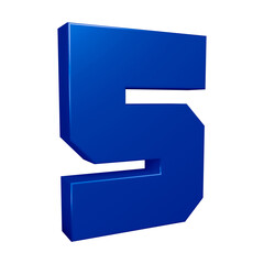 3d blue number 5 design for math, business and education concept 