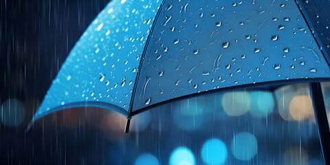 Rain Falling on Umbrella Umbrella Under Rain Shower summer season Ai Generated