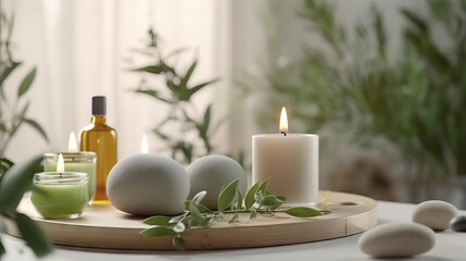 spa still life with candles, Relax still life, spa wellness concept. Cosmetic Beauty Spa Treatment. Aromatherapy body care therapy
