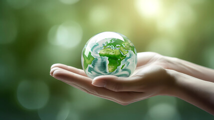 Earth day illustration. Earth in Our Hands, Preserving the Planet for Future Generations. 