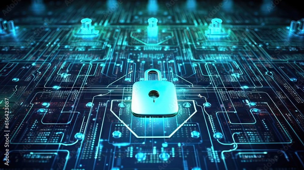 Aufkleber background concept of data protection and cybersecurity technology privacy.lock icon of cyber securi