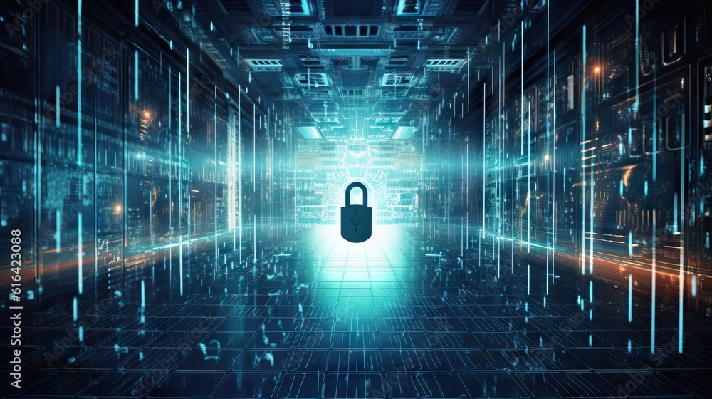 Aufkleber background concept of data protection and cybersecurity technology privacy.lock icon of cyber securi
