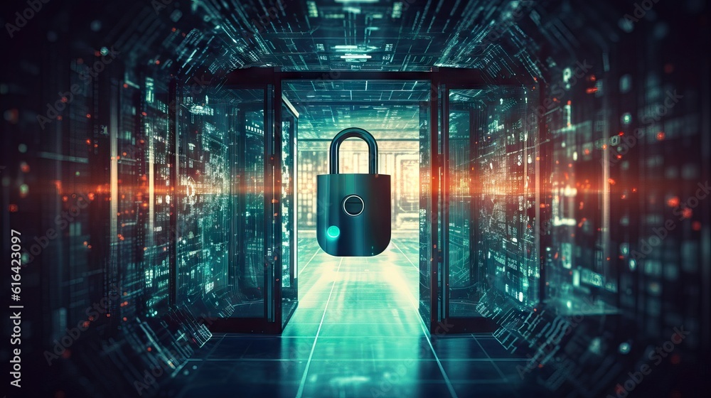Aufkleber background concept of data protection and cybersecurity technology privacy.lock icon of cyber securi