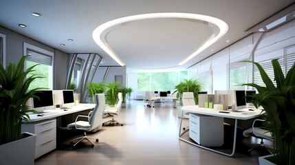 Modern office interior. Interior of a office. Modern Minimalist Room for Office Bliss.
