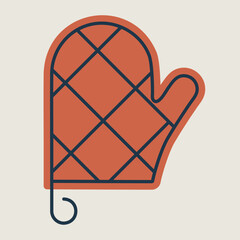 Close up of kitchen protective glove vector icon