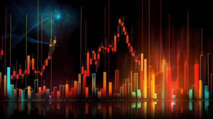 Stock Market Graph. Financial chart with up down line  graph in stock market.