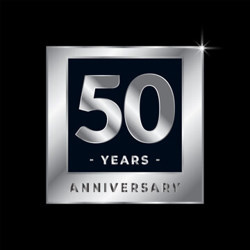 Fifty Years Anniversary Celebration Luxury Black and Silver Logo Emblem Isolated Vector