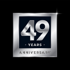 Forty Nine Years Anniversary Celebration Luxury Black and Silver Logo Emblem Isolated Vector