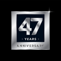 Forty Seven Years Anniversary Celebration Luxury Black and Silver Logo Emblem Isolated Vector