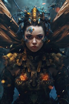 Epic hyper realistic photo of a monster girl, demon colorful tones cinematic, frame movie.
