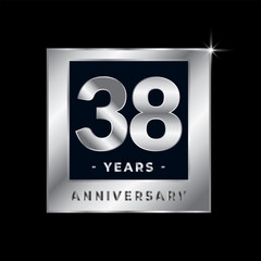 Thirty Eight Years Anniversary Celebration Luxury Black and Silver Logo Emblem Isolated Vector