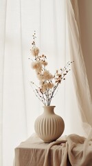Interior design with flowers in vase