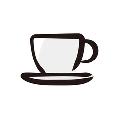 Cup and saucer - Coffee icon/illustration (Hand-drawn line, colored version)