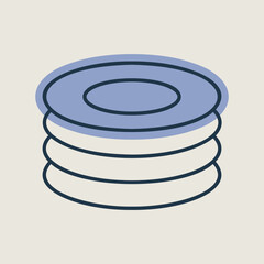 Plates, dishes vector icon. Kitchen appliance