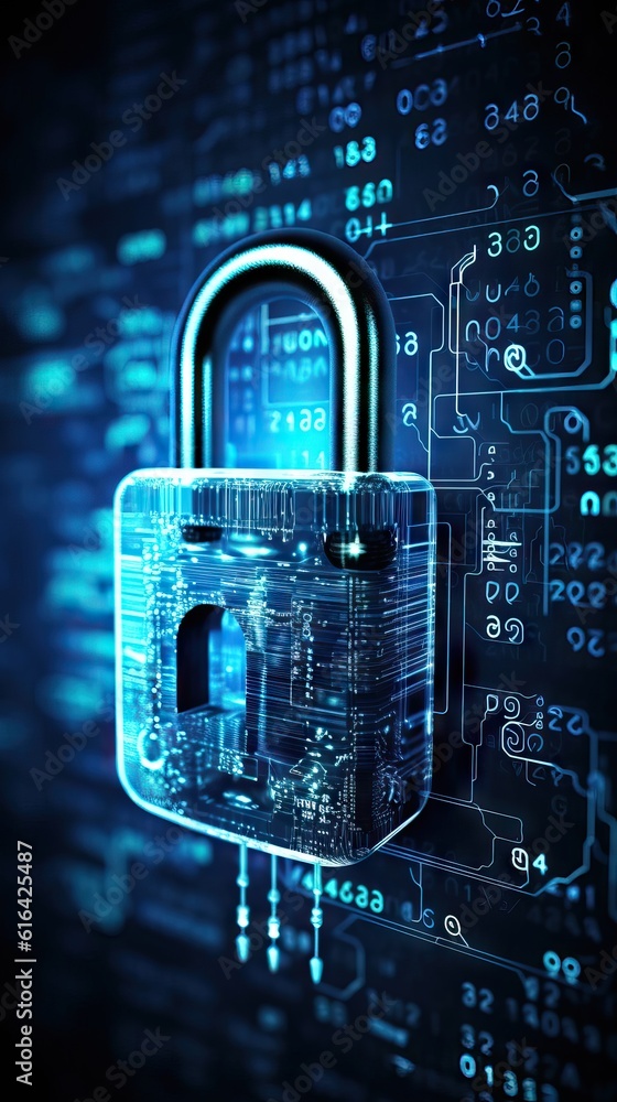 Aufkleber background concept of data protection and cybersecurity technology privacy.lock icon of cyber securi