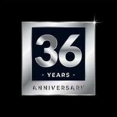 Thirty Six Years Anniversary Celebration Luxury Black and Silver Logo Emblem Isolated Vector