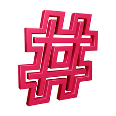 Obraz premium Pink hashtag symbol or icon design with border in 3d rendering 