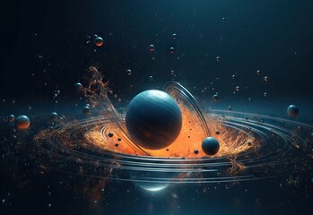 Science fiction space visualisation. Planetary system .