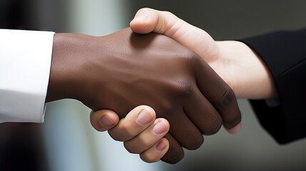 Interracial handshake.Handshake between african and a caucasian man