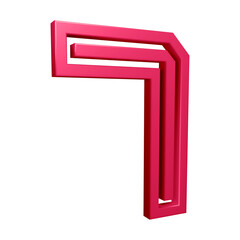 Pink number 7 with border in 3d rendering for math, business and education concept 