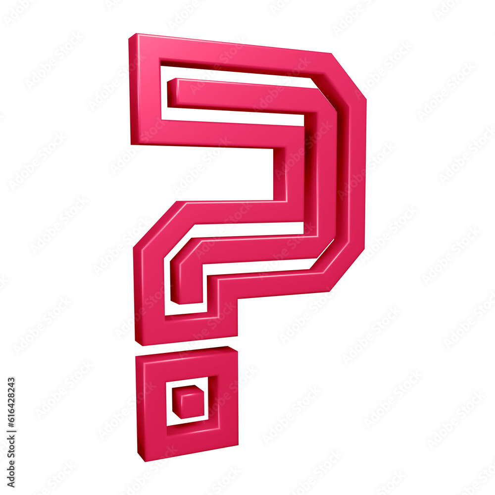 Poster pink question mark or icon design with border in 3d rendering