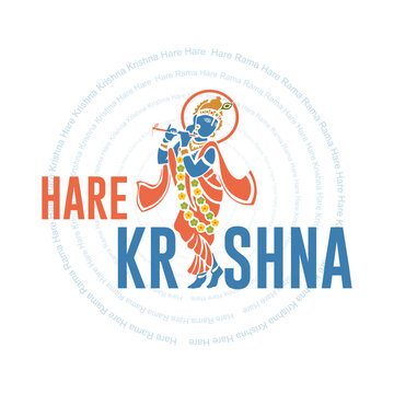 Hare Krishna, Lord Sri Krishna Art, Creative Typography Vector Design