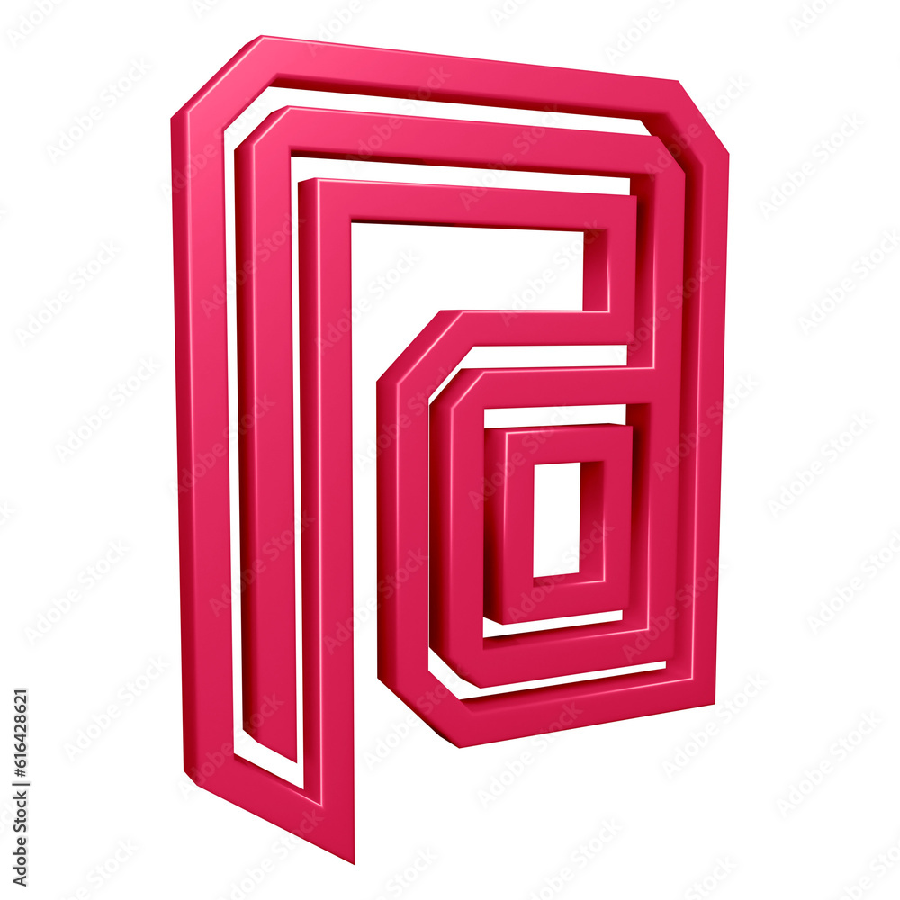 Poster pink email or at symbol design with border in 3d rendering