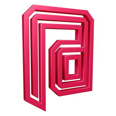 Pink email or at symbol design with border in 3d rendering