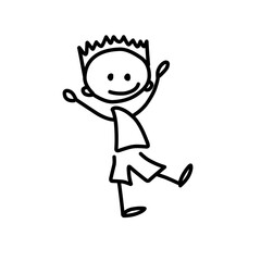 Hand Drawing Cartoon Happy Kids