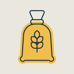 Bag flour vector icon. Kitchen appliance