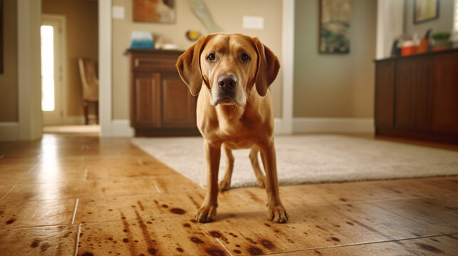 dog sitting on the floor HD 8K wallpaper Stock Photographic Image