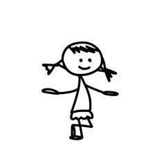 Hand Drawing Cartoon Happy Kids