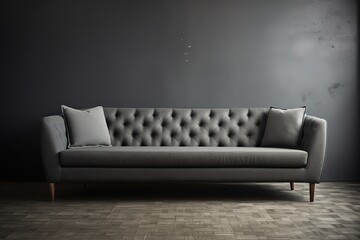 Grey interior with stylish upholstered sofa,Generative AI