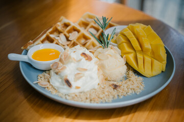 mango waffle ice cream