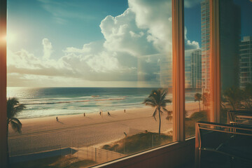 Sunny miami beach through the windows