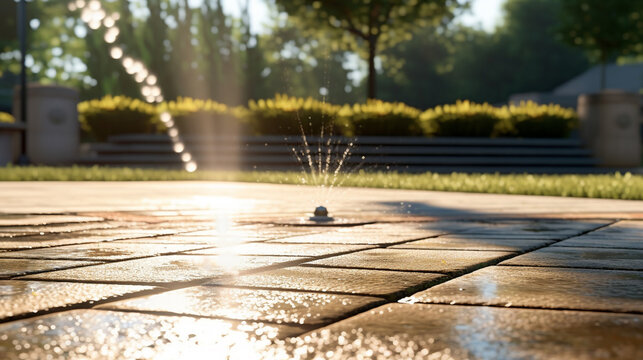 fountain at the park HD 8K wallpaper Stock Photographic Image